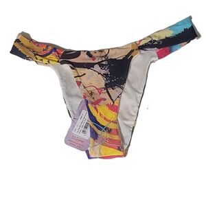 NWTs Jaded Swim Statue Mix Print Low Rise Bikini Bottoms, Size 8/medium